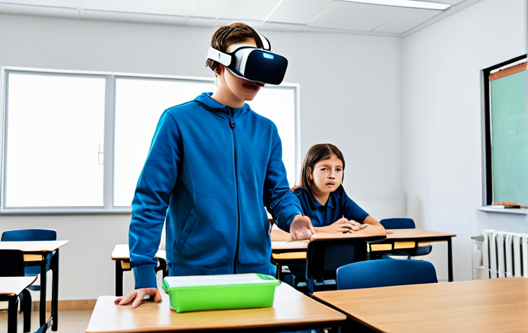 가상현실 여행을 통한 감정 이입 - Virtual Tourism**

"A fully clothed woman wearing a VR headset, standing in her living room, experie...