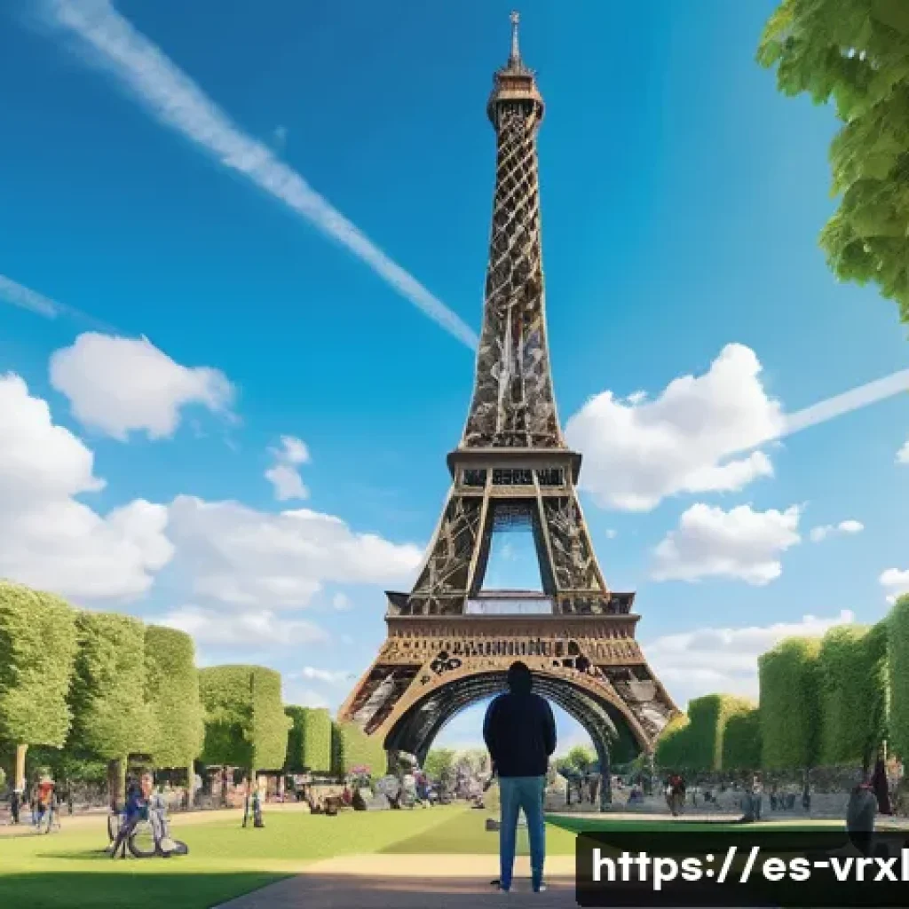 가상현실 여행 플랫폼 비교 - **Prompt 1: Immersive Virtual Travel Experience at a Landmark**
"A young person, approximately 2...