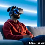 Home 22 가상현실 여행의 개인적 경험 분석 - A person wearing a high-resolution virtual reality headset and comfortable casual clothes, sitting o...